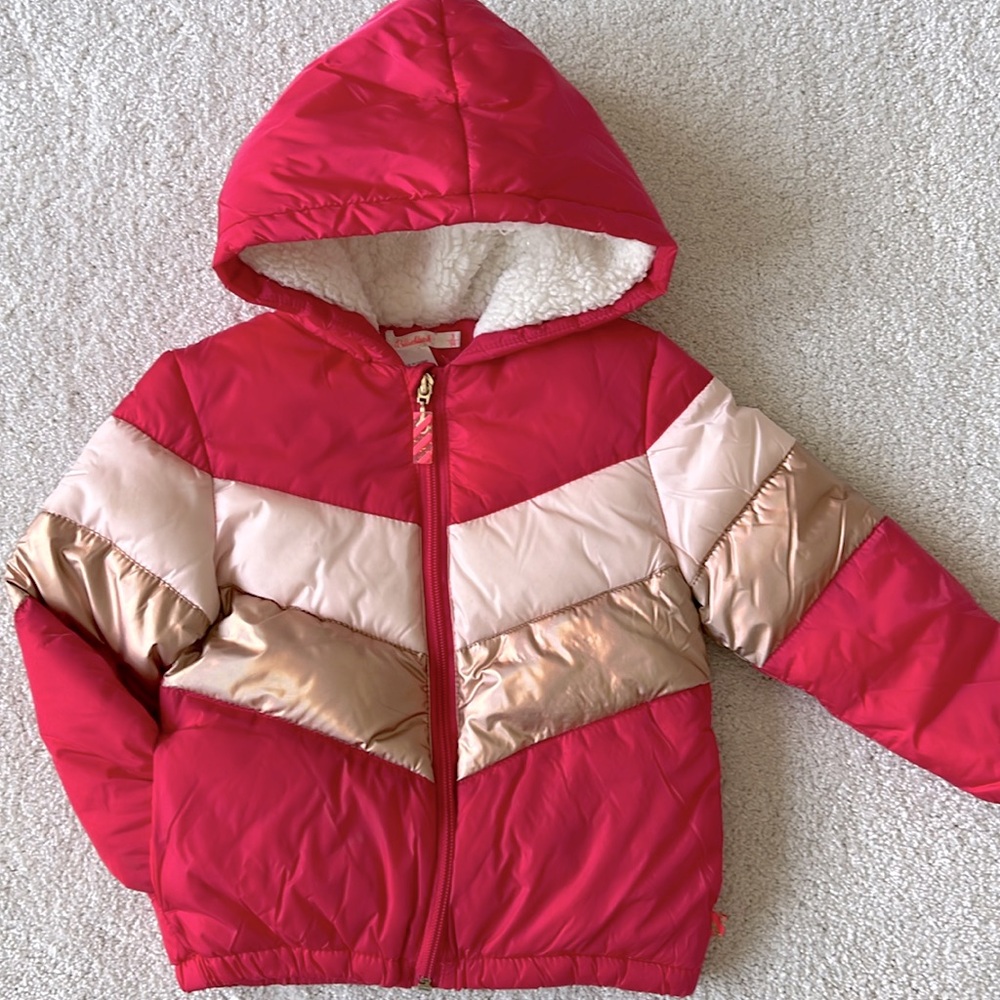 Girls Billieblush Puffer Jacket - pink/rose gold - size 3T